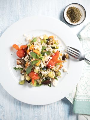 pearl barley feta oven roasted