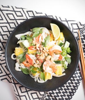 thai noodle salad coconut shrimps