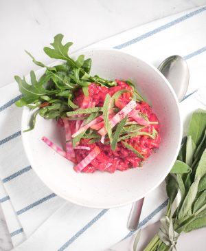 beautiful pink beetroot risotto