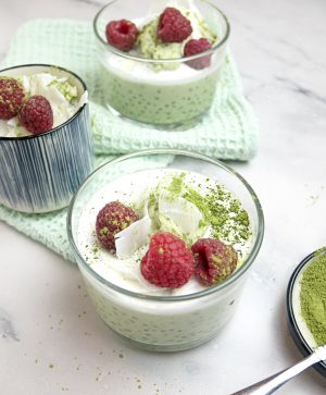 matcha coconut tapioca pudding